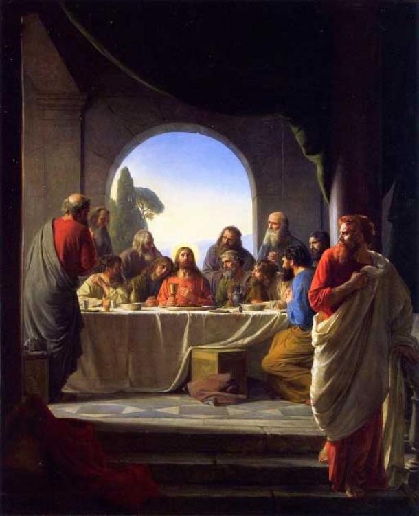 Judas retiring from The Last Supper, painting by Carl Bloch, 1834-1890. (Public Domain)