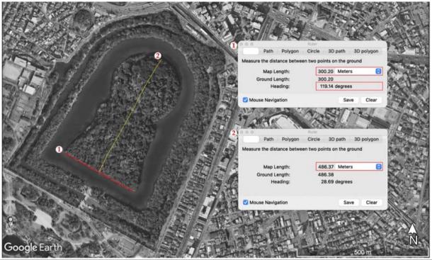 The site of the Kofun tombs considered within the satellite imagery study. (Google Earth Pro / Baratta et. al)