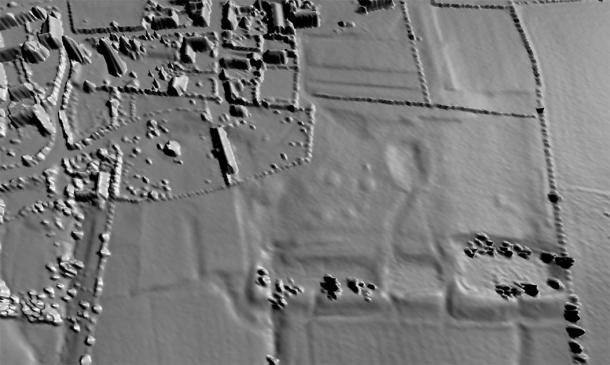 Lidar shows a series of ornamental ponds, terraced gardens and drainage channels around the village of Collyweston. (CHAPS)