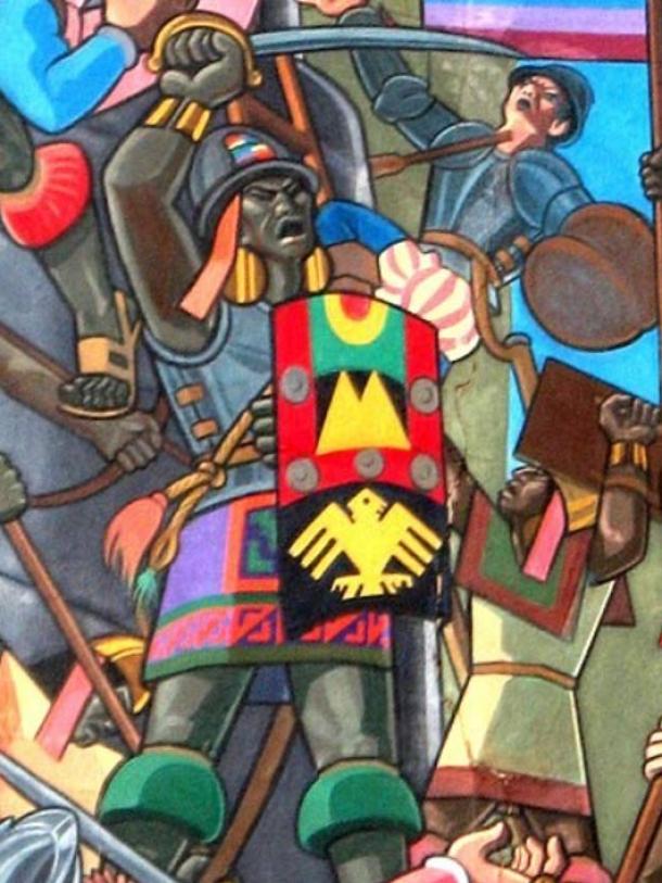 Manco Inca leading the rebellion, detail of painting by Juan Bravo, in the municipality of Cuzco