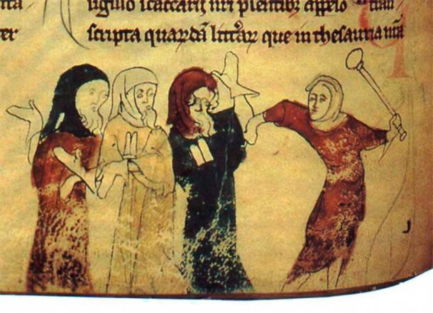 Miniature showing the expulsion of Jews following the Edict of Expulsion by Edward I of England (18 July 1290). (Public domain)