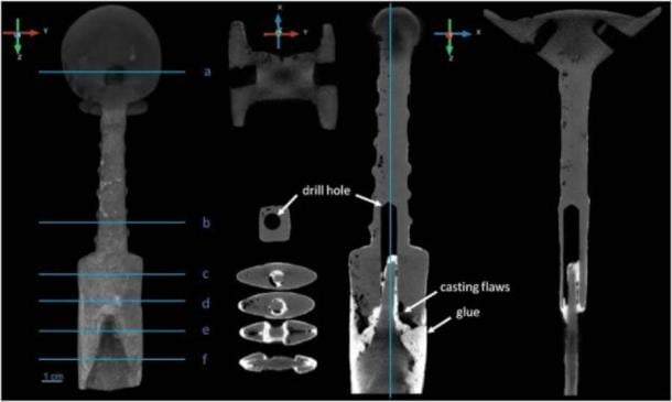 Neutron tomography imagery showing signs of fakery on one of the Iranian Iron Age swords. (Journal of Archaeological Science)