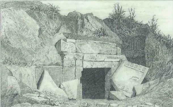 Drawing of the tomb of Olympias by the French architect Pierre Jérôme Honoré Daumet, in 1855. (Pontos News)