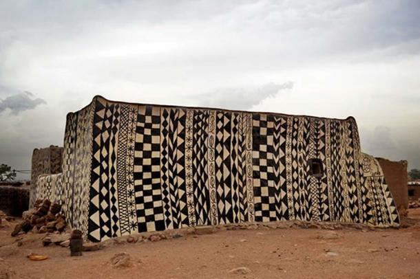 One of the painted buildings in Tiébélé, Burkina Faso. 