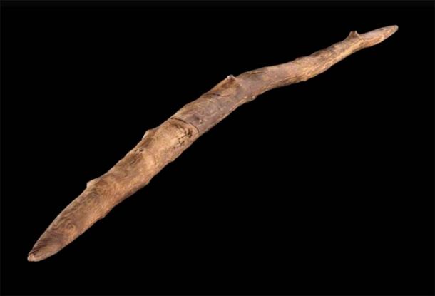 One of the Schöningen spears is a double pointed wooden throwing stick. (Volker Minkus / CC BY 4.0)