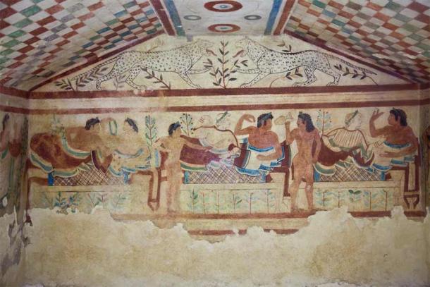 Ornate murals in an Etruscan tomb. Source: Paolo Gallo / Adobe Stock