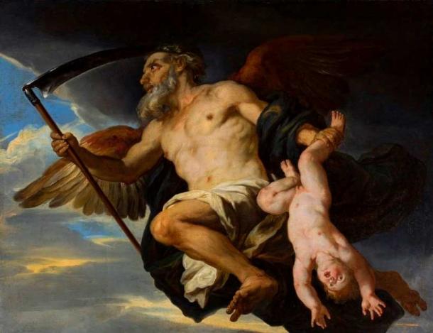 Painting of Cronus and one of his children by Giovanni Francesco Romanelli. (Public Domain)