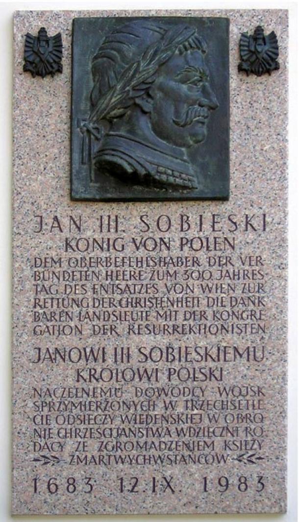 Plaque of John III Sobieski at the Polish Congregatio Resurrectionis church on Kahlenberg (Pitert / Piotr Tysarczyk/CC BY-SA 1.0)