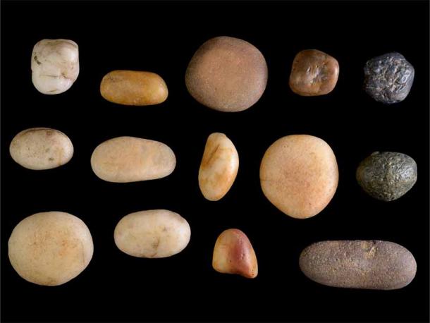 Quartz Pebbles found at the Eilat site. (Clara Amit/Israel Antiquities Authority)