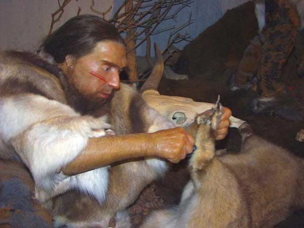 Reconstruction of a Neanderthal at the Neanderthal Museum. (Public domain)