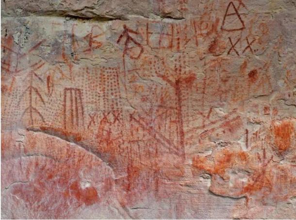 Arte rupestre del refugio rocoso Upuigma-tepui en el Parque Nacional Canaima, Venezuela.  (José Miguel Pérez-Gómez/Universidad Simón Bolívar)