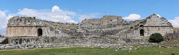 Ruins of an ancient Greek theater in Miletus, Turkey. 