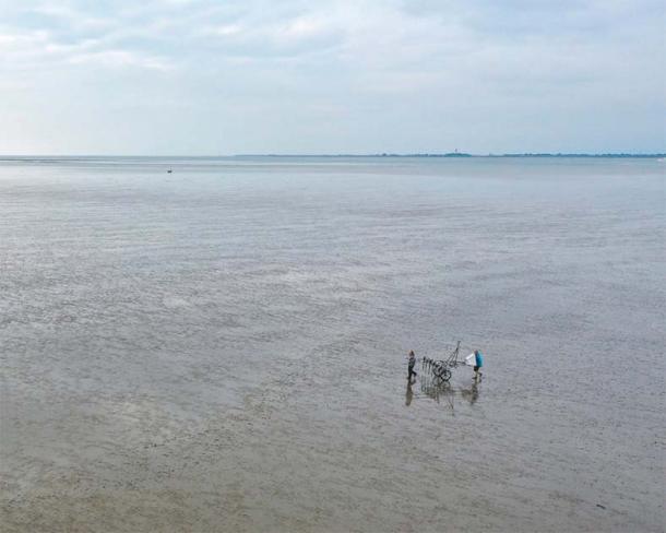 The Rungholt church was detected using a lightweight survey vehicle that provides large-scale magnetic mapping of cultural traces hidden beneath the present-day tidal flat surface. (Universitaet Mainz)