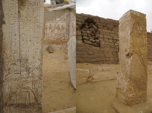 The Saqqara tomb included columns carved with detailed reliefs. (Egyptian Ministry of Tourism and Antiquities)