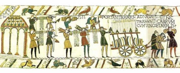 Scene from the Bayeux Tapestry showing Normans preparing for the invasion of England. (Public Domain)