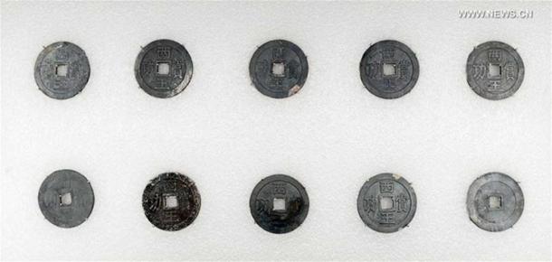 Silver coins were some of the treasures unearthed during excavations in Sichuan, China.