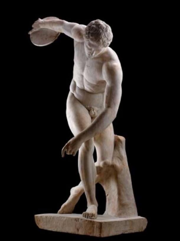 The Discobolus, or discus thrower, of Myron, is an ancient Greek sculpture of a nude male athlete throwing a discus. While the original, made in bronze, is lost, there are numerous Roman copies in existence. The Townley Discobolus is housed at the British Museum. (British Museum / CC BY-NC-SA 4.0)