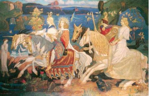 The Tuatha Dé Danann as depicted in John Duncan's "Riders of the Sidhe." (1911) (Public Domain)