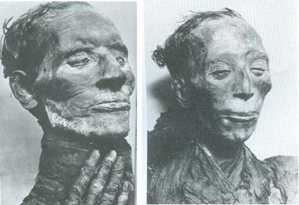 Mumiile lui Yuya (stânga), iar în dreapta, Tuya.  (Utilizare echitabilă Creative Commons)