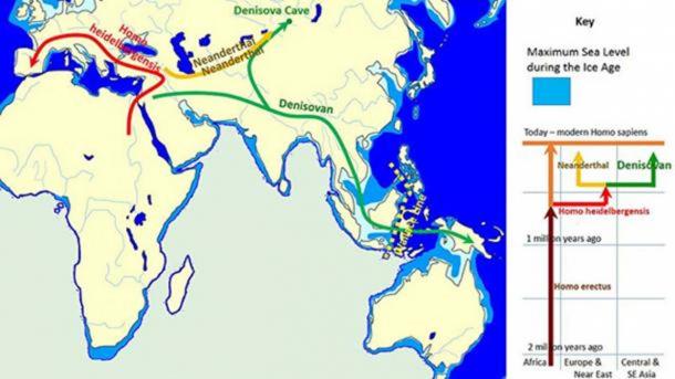 The spread and evolution of Denisovans based on evidence available in 2014. (John D. Croft / CC BY SA 3.0)