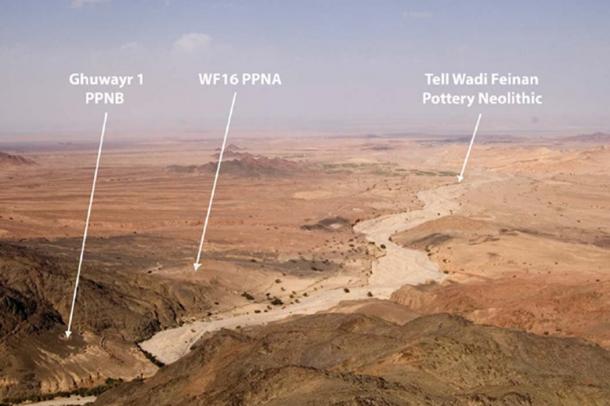 Tres sitios neolíticos descuƄiertos en el sitio fluʋial estacional de Wadi Faynan en el sur de Jordania. (Iмagen: Researchgate)