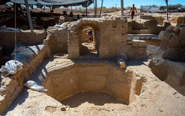 Vats for wine storage at the ancient Byzantine winepress in Yavne. (Yaniv Berman / Israel Antiquities Authority)