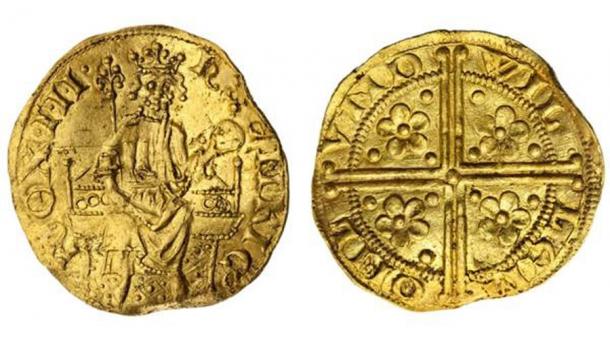 View of both sides of the Henry III gold coin discovered in Devon. (Spink & Son)