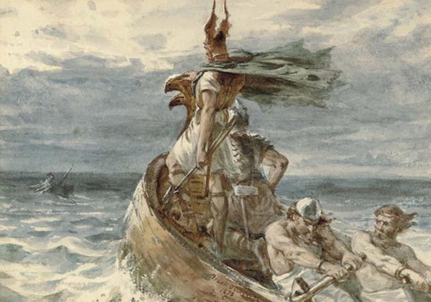 The Viking invaders almost entirely wiped out the Picts. ‘Vikings Heading for Land’ by Frank Dicksee 