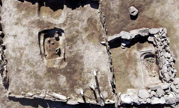 An aerial view of the Karasuk culture grave where the elite woman and her bronze grave goods were found. (Novosibirsk Institute of Archeology and Ethnography)