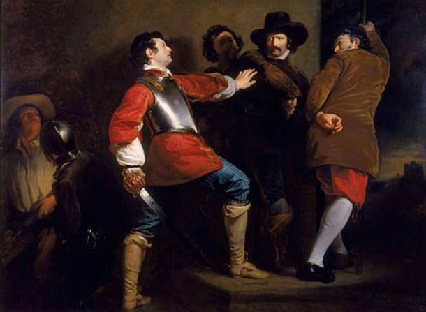 Painting showing the arrest of Guy Fawkes by the Royalist soldier Sir Thomas Knevet