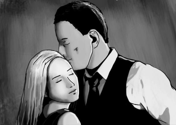 Paul Dienach kissing Ann - Illustration