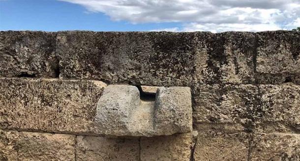 One of the drains in the stonework at Aigai. (© Sandstone Productions Ltd)