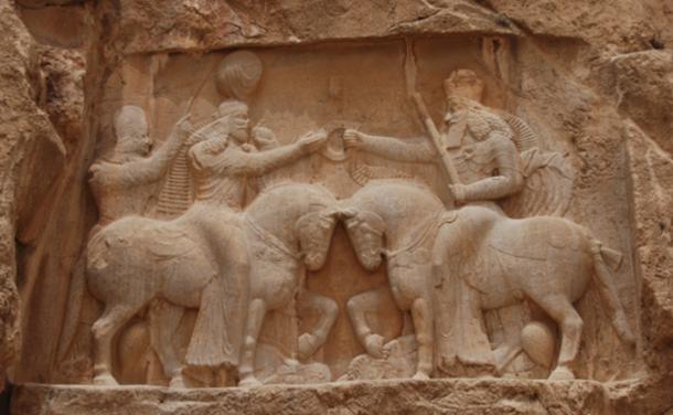 The investiture of Ardashir I, famous carving from Naqsh-e Rustam, Iran. 