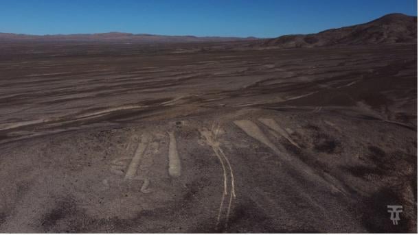 Damage to ancient geoglyphs in Chile's Atacama Desert. 