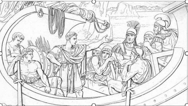 Caesar captured by pirates, turns around and gives them imperious commands. Source: Public Domain 