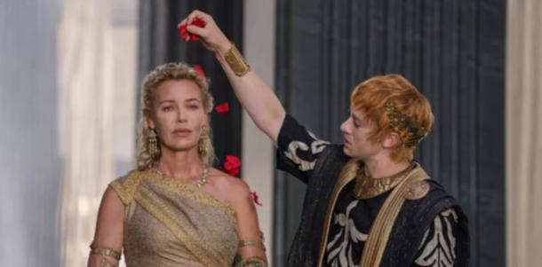 Connie Nielsen as Lucilla and Joseph Quinn as Geta in the 2024 Gladiator II movie. 