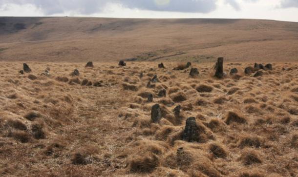 The kiss-in-the-ring stone circle near Hartford in Devon, one of the many stone circles found on Dartmoor.