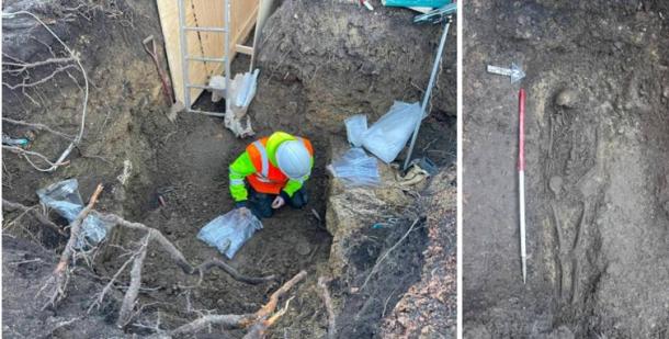 Excavation of Anglo-Saxon remains at The Old Bell. Source: Cotswold Archaeology