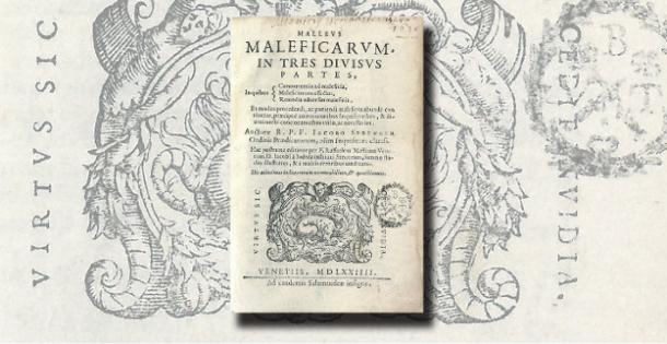 First published in 1487, the Malleus Maleficarum — or Hammer of Witches book title page.