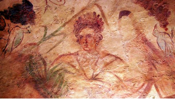 Figure of Greek mythology’s goddess Demeter appearing on the ceiling of one of the Roman era tombs in Ashkelon. 