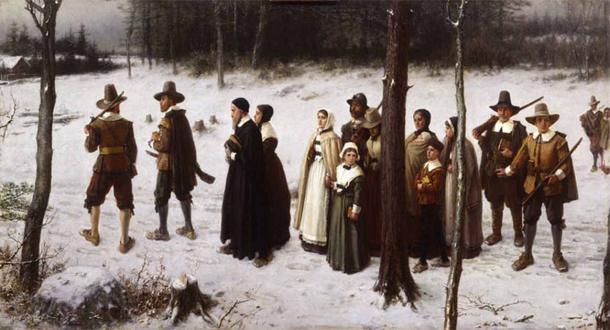 Pilgrims Going to Church, oil on canvas painting by George Henry Boughton, 1867. Source: New-York Historical Society/Public Domain