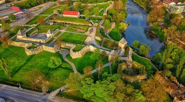 Overhead view of Kastel Fortress in Banja Luka, Bosnia and Herzegovina.