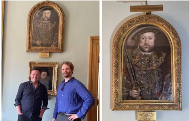 Left; Aaron Manning and Adam Busiakiewicz, with the Henry VIII portrait, Right; The Henry VII portrait. Source: Courtesy of Adam Busiakiewicz