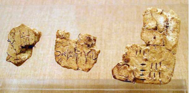 Linear A incised on tablets found in Akrotiri, Santorini