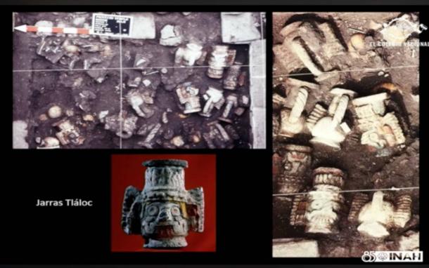 but the invasion by the Spanish conquistadors 65 years later. Top image: Offering 48 contained the skeletal remains of at least 42 children sacrificed in honor of the god Tlaloc