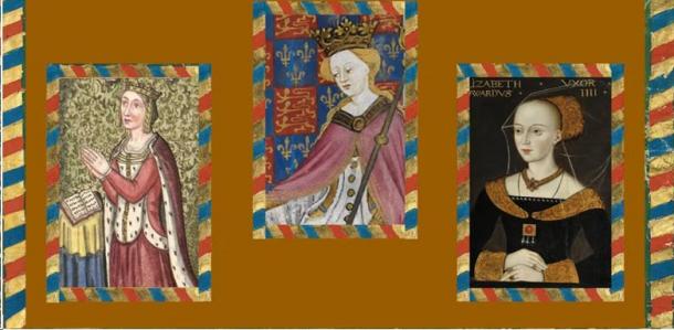 Montage of three medieval queen portraits. Source: Authors Provided/The Conversation