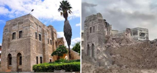 Al-Pasha Palace before and after its destruction