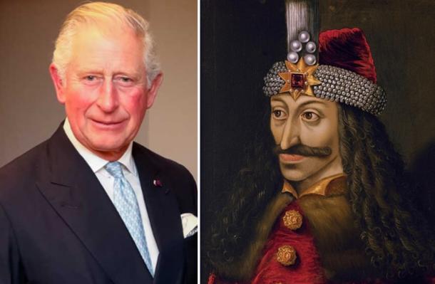 Photo of King Charles III and The Ambras Castle Portrait of Vlad III.