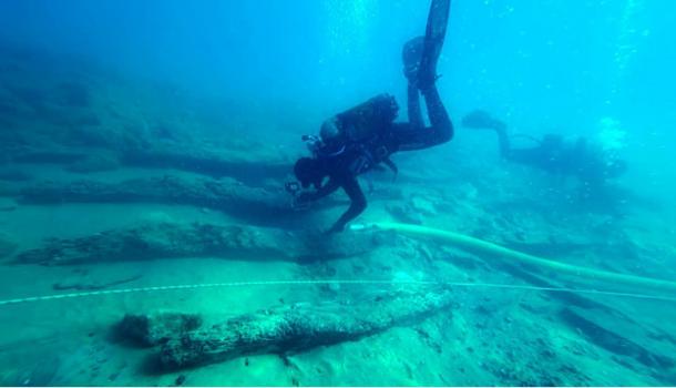 A marine archaeologist working at the Gela II site off Sicily. 