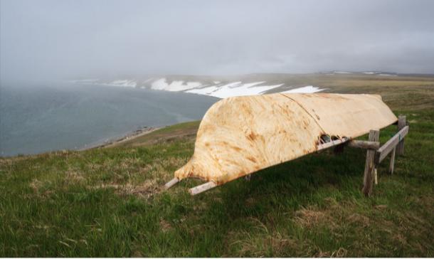 A Baidara, a traditional leather skin boat of the Chukchi and Eskimos